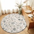 thumbnail image 3 of Vintage Floral Round Area Rugs 3 ft, Country Rustic Gold Blue Botanical Flowers Leaf Bird Washable Small Area Rug with Non-Slip Sturdy Edge Binding Round Front Door Mat Floor Carpet for Entryway, 3 of 9