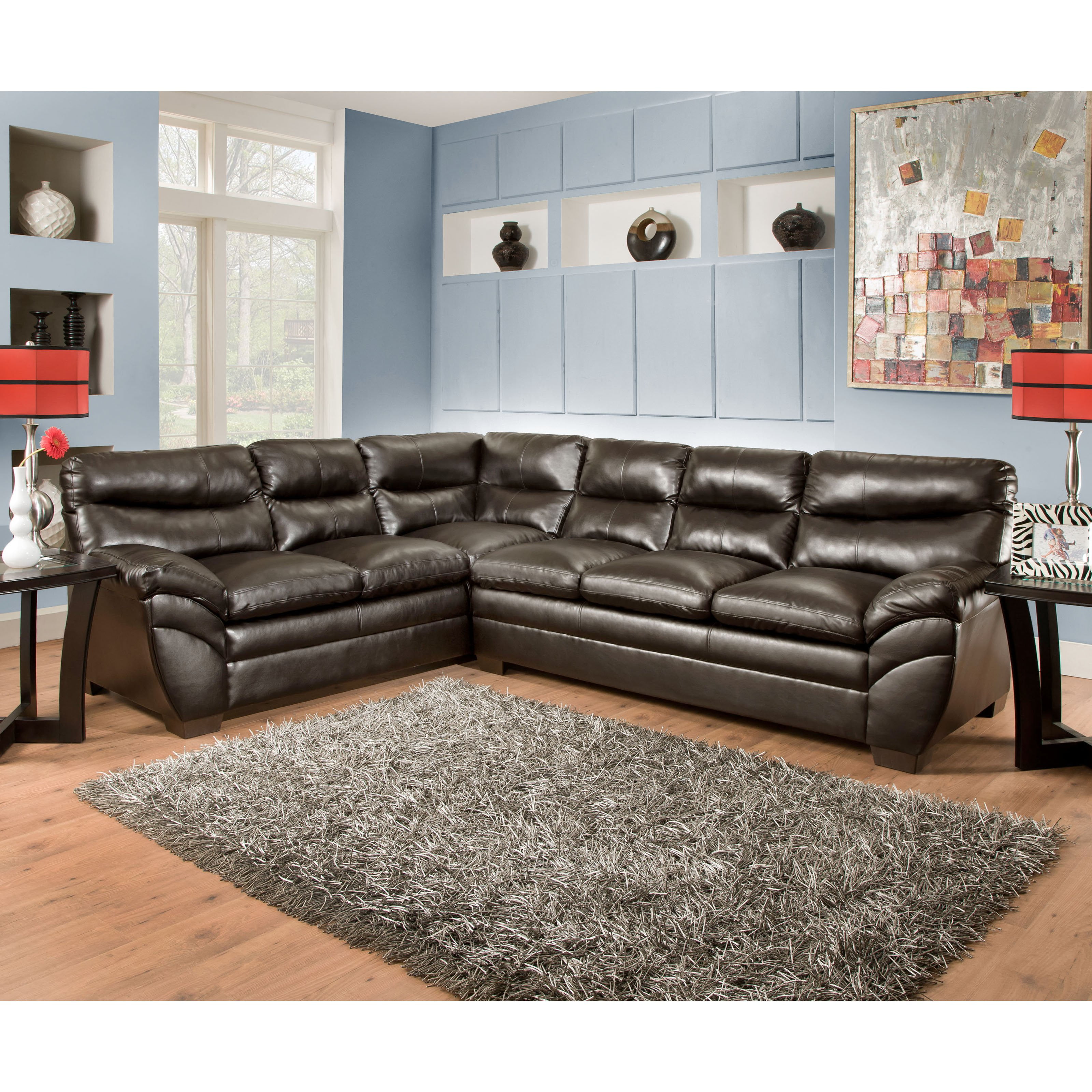 Simmons Soho Bonded Leather Sectional, Bonded Leather Sectionals