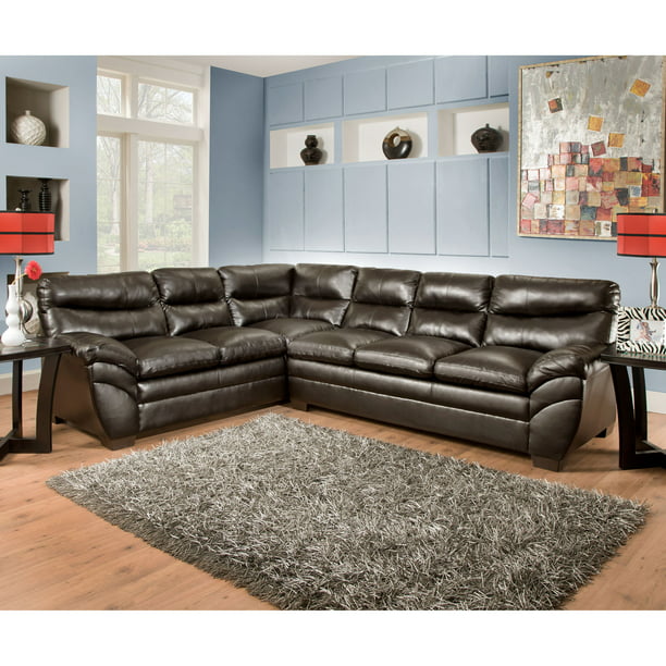 Simmons Soho Bonded Leather Sectional, Simmons Grey Leather Sofa