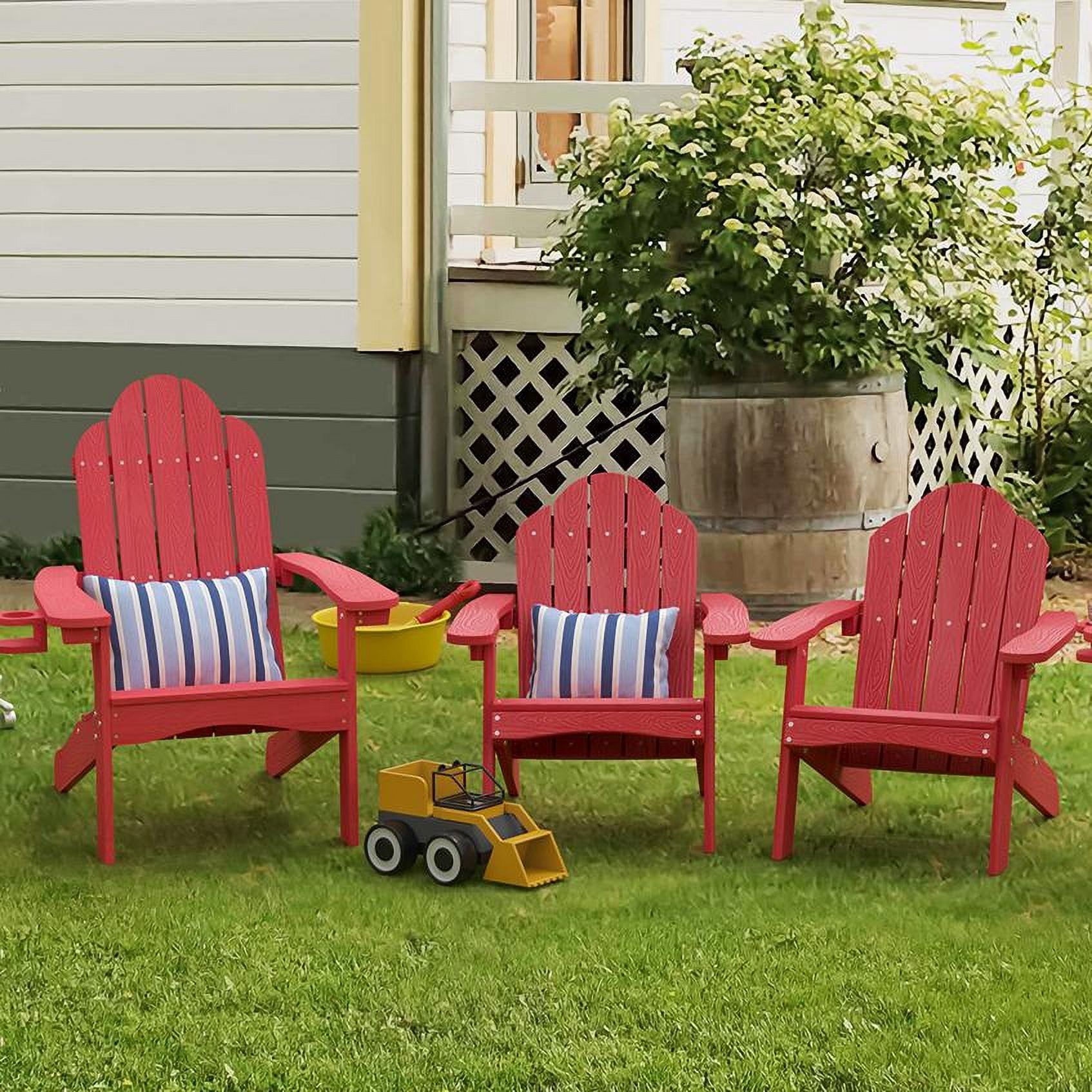 Dycanpo 15.6'' Kids Adirondack Chair, Toddler Outdoor Patio Chair for Backyard, HDPS - Red