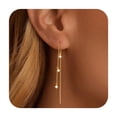 thumbnail image 1 of Aretes NECOCY chapados en oro de 14K, colgantes, cadena larga, 1 of 6