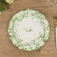 thumbnail image 4 of Efavormart 25 Pack White Floral Greenery Dessert Paper Plates with Scalloped Edge, Disposable Appetizer Salad Plates - 8", 4 of 10