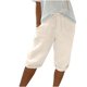 thumbnail image 1 of pantalones cortos de lino para mujer pantalones cortos casuales de talle alto pantalones cortos con cordón y bolsillos beige / m, 1 of 7