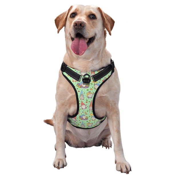 Fotbe Spring Gnomes Arnés para Perro con Estampado –Chaleco Ajustable Acolchado con Asa de Control para Perros Grandes-Medium