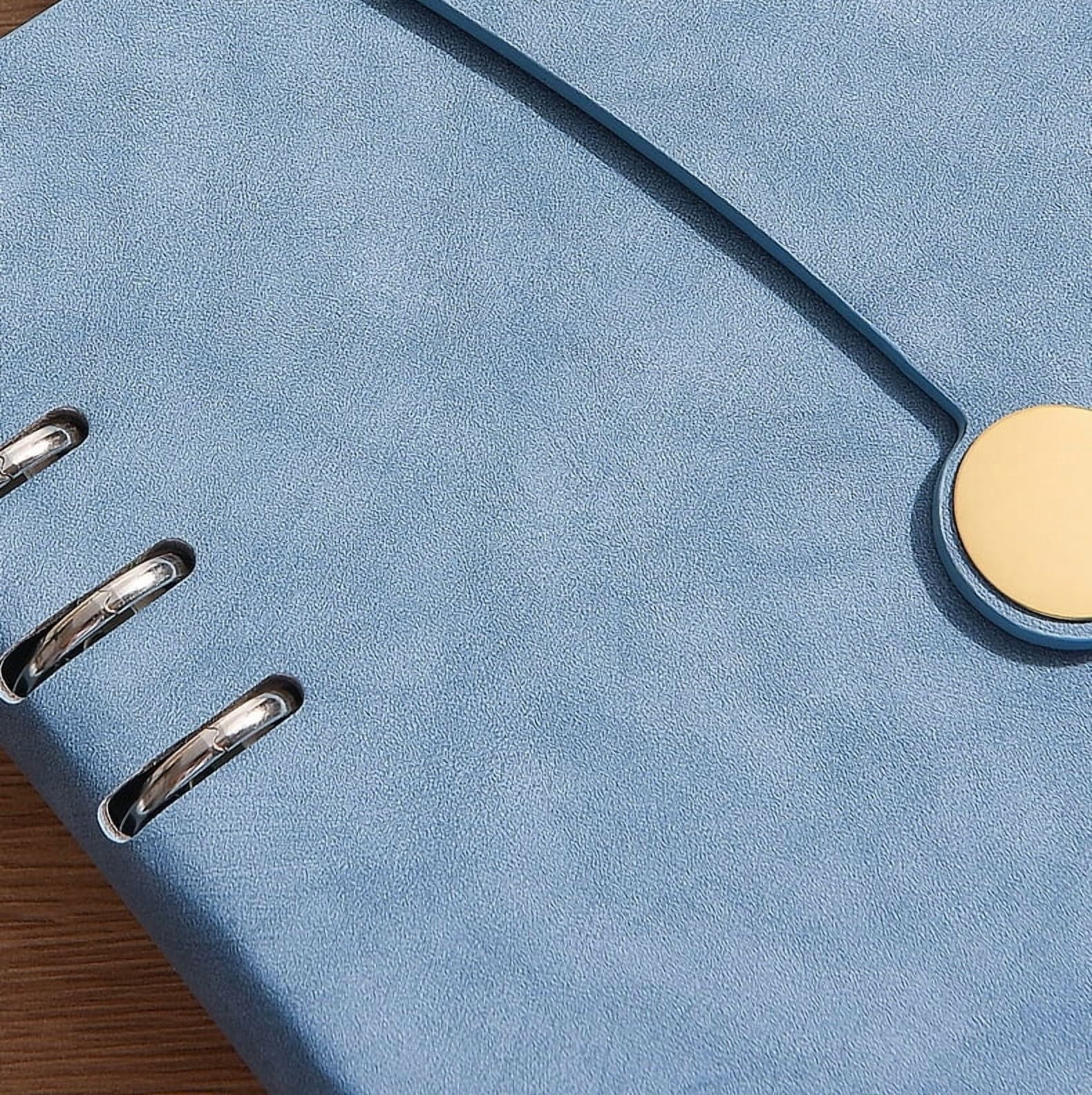 Blue A5 Refillable Notebook Binder Paper 6-Ring Soft Transparent PVC Binder Cover Protector Shell Loose Leaf Journal Folders with Lock Catch Closure