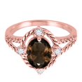 thumbnail image 4 of Mauli Jewels Rings for Women 1.87 Carat Smokey Quartz and Diamond Ring 4-Prong 10K Rose Gold, 4 of 6