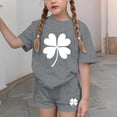 thumbnail image 4 of Fesfesfes Kids Outfits Girls St Patrick's Day Outfits Children's Boys Girls Short Sleeve Tops Short Pants Girls Clothes 2PCS Set, 4 of 6