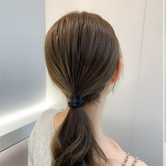 HEATSHAKING Elastic Hair Ties Natural Black 6Pcs Round Shape Hair Accessories For Girls