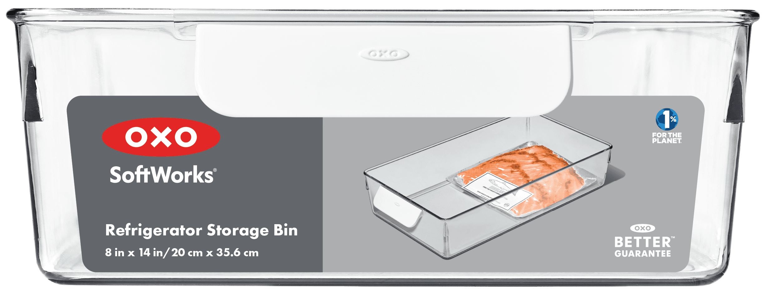 OXO Refrigerator Organizer Container with Handle, 8-Inch x 14-Inch, Clear