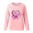 thumbnail image 4 of SOOMLON Breast Cancer Sweatshirts for Women Funny Long Sleeve Ribbon Outfits Crewneck Hearts Party Attire Apparel Butterfly Themed Clothing Pink M, 4 of 4