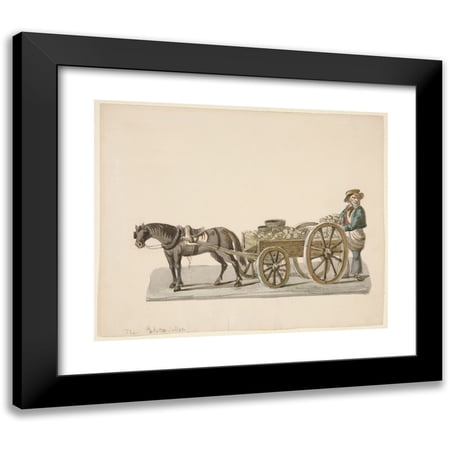 Nicolino Calyo 14x12 Black Modern Framed Museum Art Print Titled - The Potato Seller (ca. 1840)