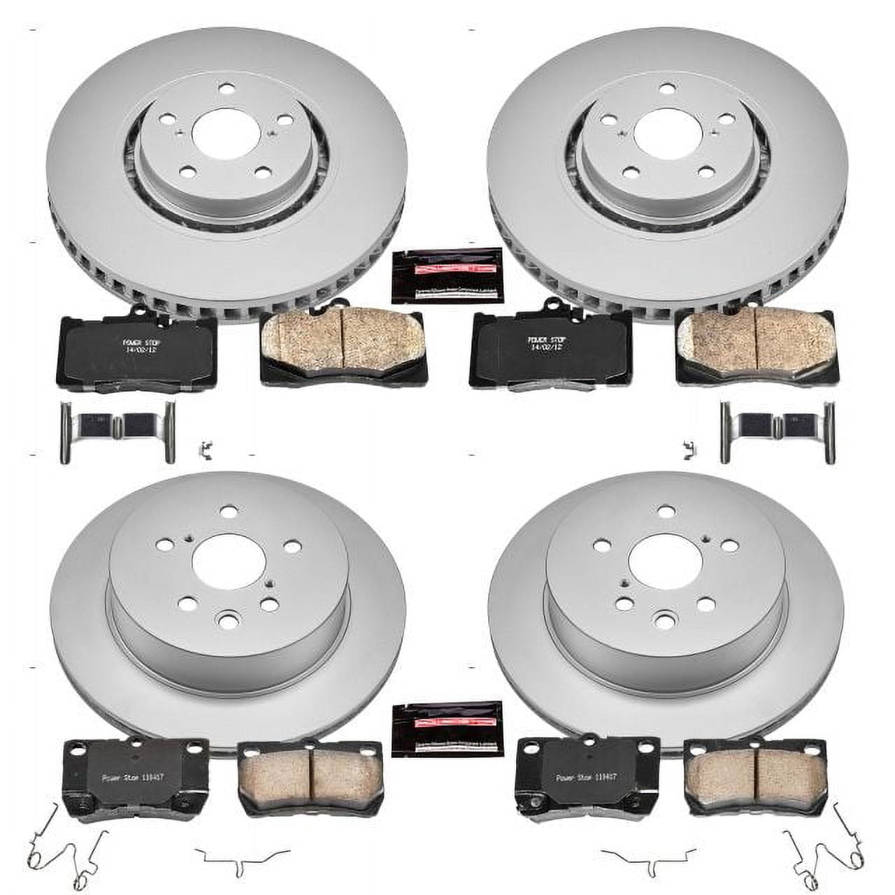 PowerStop Front and Rear Geomet Coated Brake Rotor and Pad Kit Fits: LEXUS Select Models CRK4071