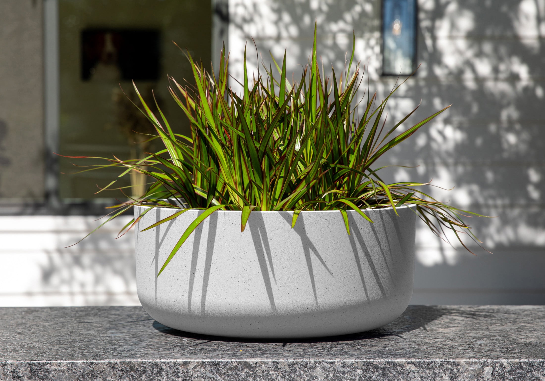 Veradek Mason Series Kona Bowl 14" Plastic-Stone Planter 2-Pack White