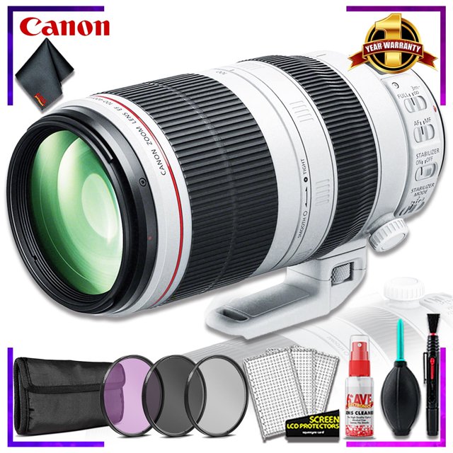 Canon EF 100-400mm F/10-5.6L IS Lens (Intl Model) +Color Lens Filter Kit and Cle