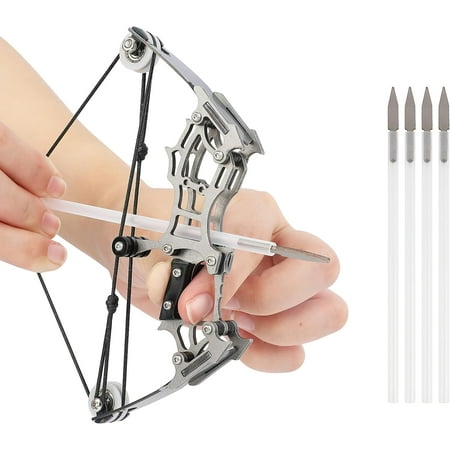 Archery Mini Compound Bow and Arrow Set Mini Pocket Bow Survival Bow Right Left Hand for Target Shooting Practice