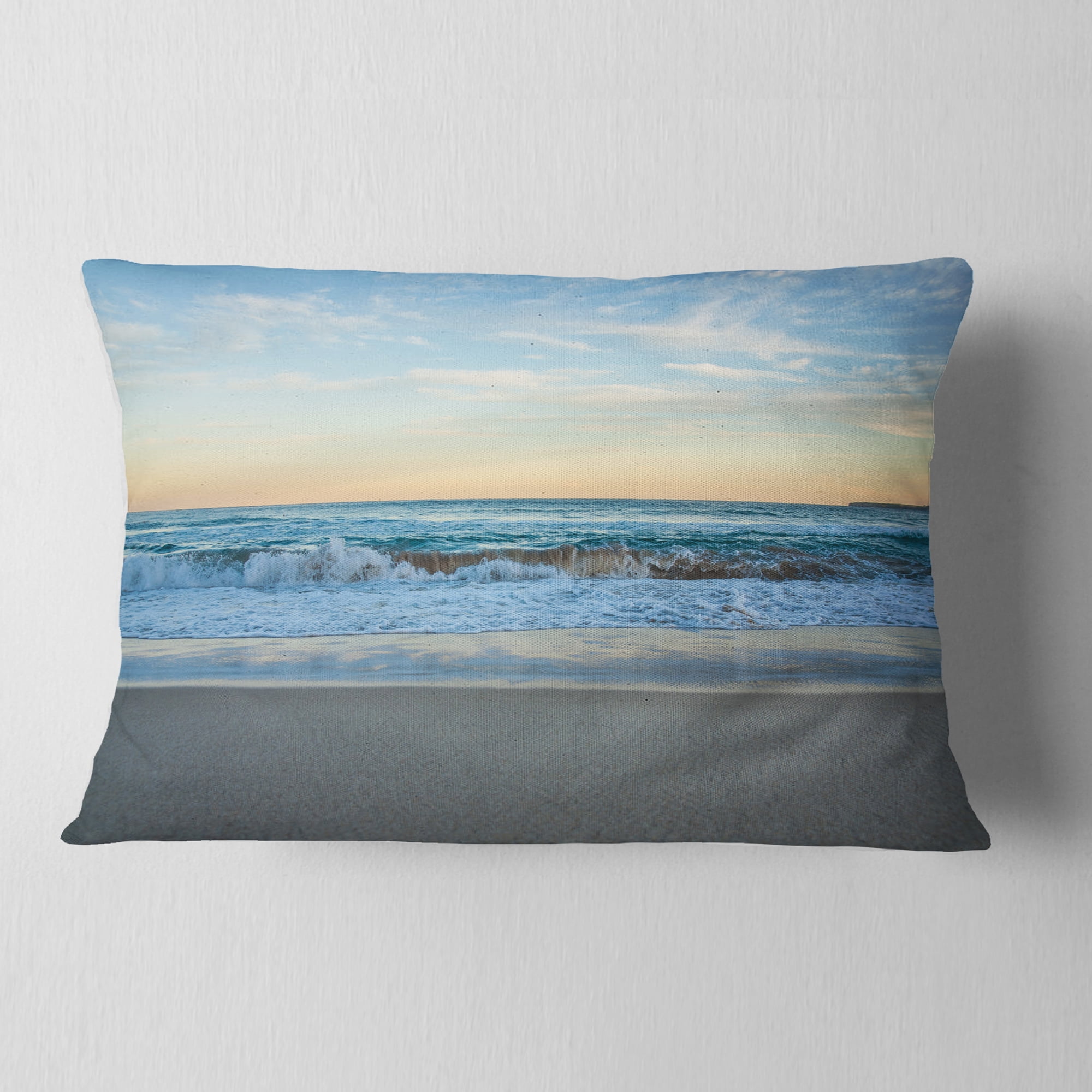 Designart 12" x 20" Blue Polyester Throw Pillow