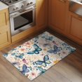 thumbnail image 2 of Retro Butterfly Front Door Rugs 2x3 ft Watercolor Flower Leave Linen Texture Small Rug for Entryway Non Slip Washable Bathroom Door Mat Absorbent Floor Mat for Indoor Entrance, 2 of 9