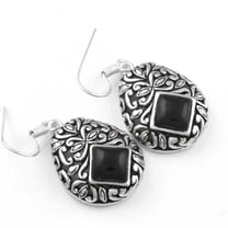 925 Sterling Silver Overlay Women Jewelry Black Onyx Gemstone Earring