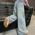 thumbnail image 3 of Girls Jeans Pants Elastic High Waist Wide Leg Denim Pants Teen Girl Clothes Summer Clothes for Teen Girls 8-10 Years Girls Fashion, 3 of 7