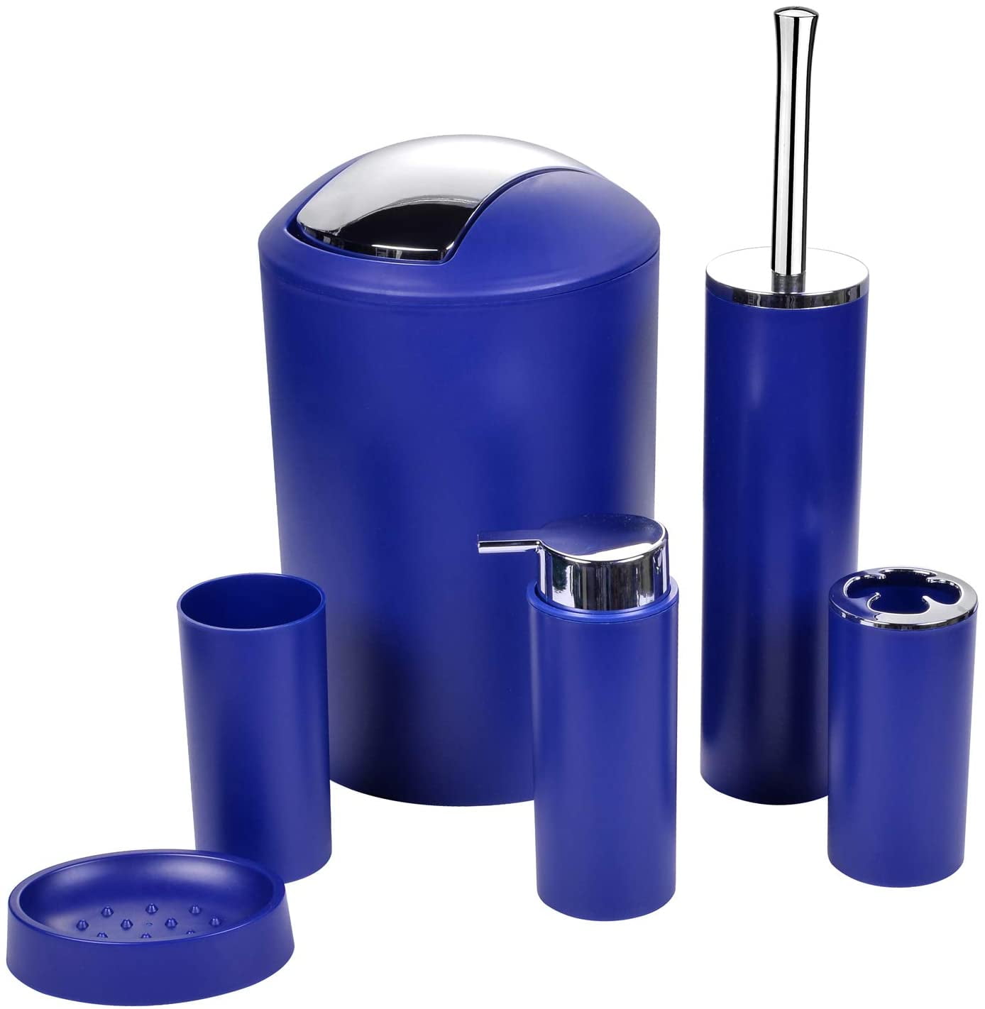 6pcs Plastic Bathroom Set Accessory Cup Toothbrush Holder Soap Dish Bin Home Use 