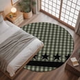 thumbnail image 3 of 4ft Round Rug, Sage Green Black Plaid Non-Skid Rubber Backing Large Area Rugs - Living Room Bedroom Home Office, Vintage Star Buffalo Check Rustic Indoor Floor Mat Carpets Washable Rug, 3 of 9