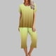thumbnail image 2 of Conjunto de Pijama de Mujer Estampado Cuello Redondo Camiseta de Manga Corta Y Pantalones, Ropa de Salón con Bolsillos, 2 of 9