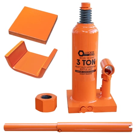 Locker Jack 3 Ton Bottle Jack with Safety Nut to Secure Loads (6000 Lbs Maximum Capacity), Heavy Duty Vehicle Jack, Can be Used Horizontally