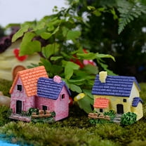 Anvazise Mini Fairy Garden Miniature Resin Thatched House Micro Dollhouse Ornament Decor One Size