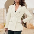 thumbnail image 4 of Casual Tweed Blazers for Women 2025 Long Sleeve Notch Lapel Collar Double Business Casual Work Office Jacket, 4 of 8