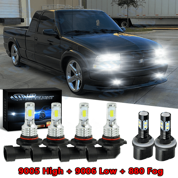 LED Headlight Hi/Lo BEAM Fog Light Bulbs for Chevrolet S10 1998-2003 - 6PCS