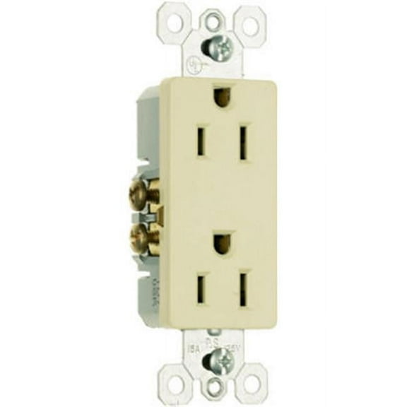 Pass & Seymour 885ICC21 15A 125V 2 Pole, 3 Wire Grounding Premium Decorator Outlet, Ivory