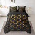 thumbnail image 2 of Feelyou Orange Honeycomb Bedding Comforter Set 7 Pieces, Abstract Lines Full Bedding Set, 2 of 8