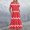 Watermelon Red, variant on Women's Printed Dress, Tiered Striped Maxi Dress with Pockets, Short Sleeve Round Neck Loose Fit Summer Dress