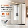 thumbnail image 3 of KFFKFF Semi-frameless Shower Door, 57.8-59 W x 70 H in, Double Sliding Glass Door with 1/4 in (6mm) Clear Tempered Glass, Durable and Water-resistant Design with Stainless Steel Hardware, Matte Black, 3 of 9