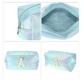 thumbnail image 3 of 1 Pc Women Durable Letter A Cosmetic Bag for Vacation Outdoor Activities Blue PU Leather, 3 of 3