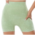 thumbnail image 3 of High Waisted Womens Biker Shorts, Women's Fashion Solid Color High Waist Casual Sports Fitness Yoga Pants,Green S, 3 of 7