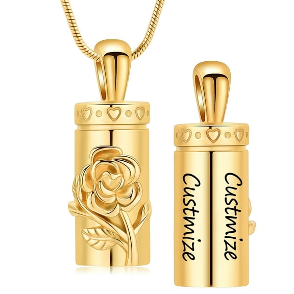 Rose Flower Cylinder Cremation Jewelry for Ashes Urn Necklace Lockets for Human Ashes Pet Ashes Holder