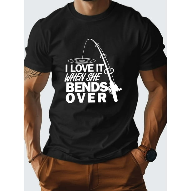 Camiseta con estampado de pesca: Camiseta informal de verano con estampado de pesca - Camisetas para hombre - Manga corta, camisetas informales