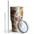 thumbnail image 2 of 30oz Autumn Fall Leaves Pattern Tumblers Stainless Steel Tumbler with Lid and Straw,Vacuum Insulated Double Wall Travel Tumbler Cups Mug with Cleaning Brush for Coffee,Tea, 2 of 7
