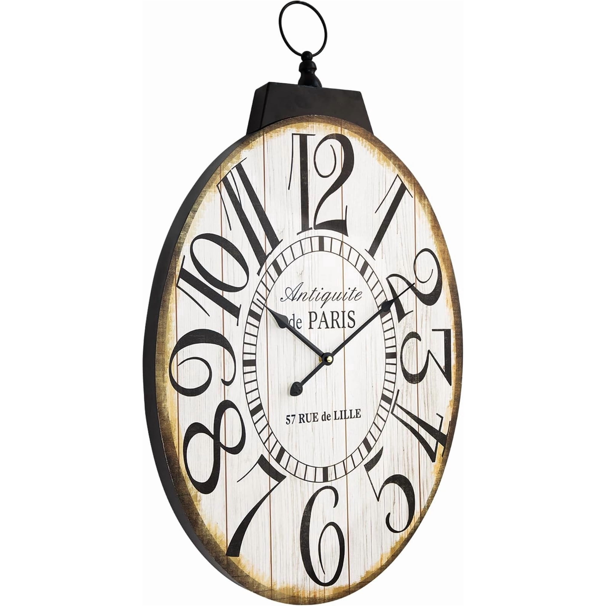 Large Wall Clocks, 29 Inch-High Oval Design, Operated Silent Wall Clock for Living Room,Kitchen,Bedroom (Brown)