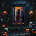 thumbnail image 4 of Halloween Decorations Window Cover, Halloween Party Decorations Spooky Window Curtain for Door Wall Display, Halloween Decor Background Accessory for Holiday Events, Seasonal Home Decoration, 4 of 6