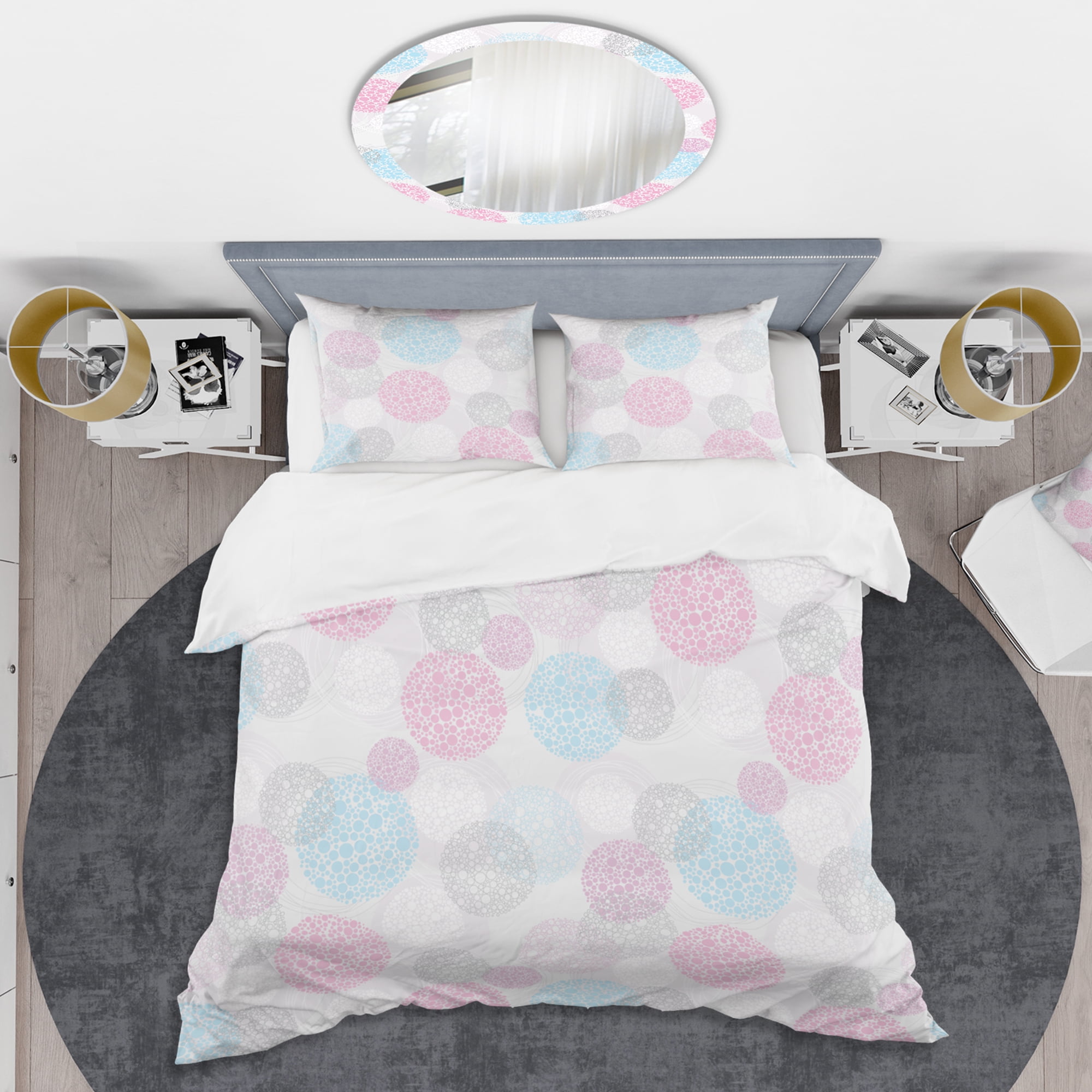Designart 'Circular Abstract Retro Geometric III' Mid-Century Modern Duvet Cover Set