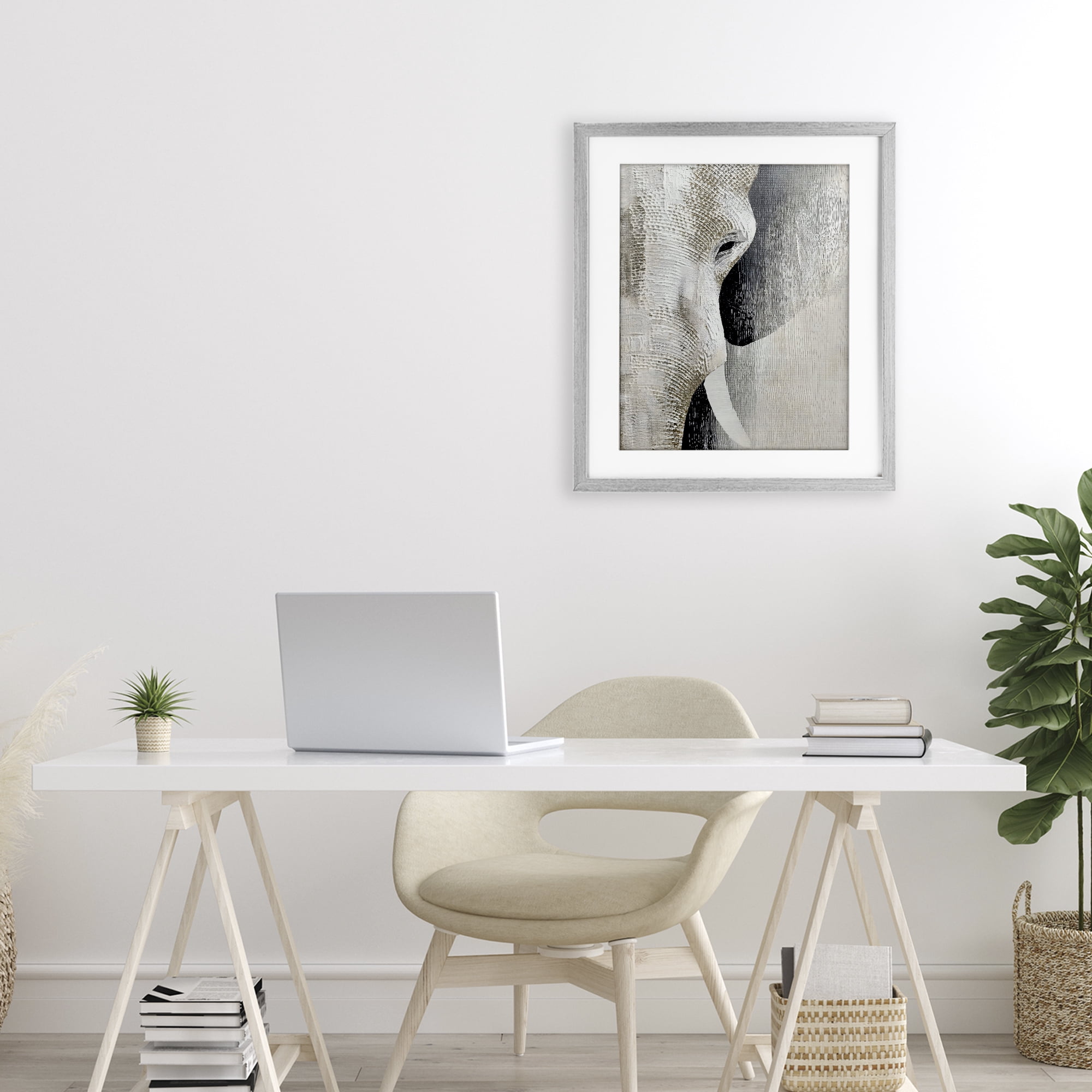 Stupell Industries Faux Textured Elephant Gray Framed Print Under Glass, design by LSR Design Studio