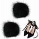 thumbnail image 1 of 2 unidades de adornos para zapatos de piel de visón esponjosa, color negro, con hebilla extraíble y bolas de peluche. Ideales para zapatos de tacón alto., 1 of 6
