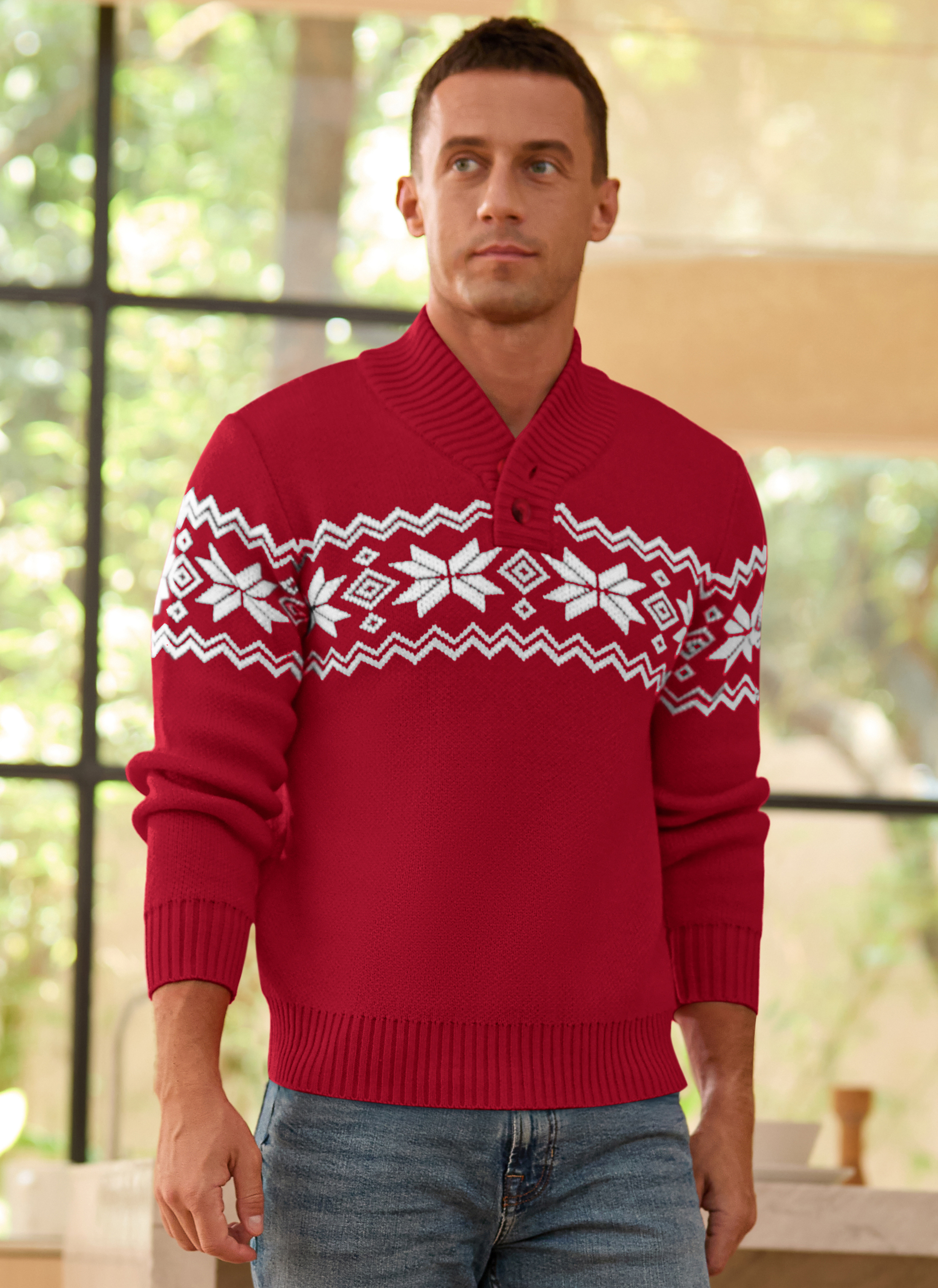 Iceglad Men's Fair Isle Christmas Sweater Pullover photo 4