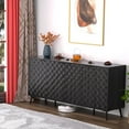 thumbnail image 4 of 63" Fluted Sideboard Buffet Cabinet with Storage, Diamond Shaped Relief Storage Cabinet with 4 Doors and Adjustable Shelves for Living Room, Entryway, Hallway (Black), 4 of 8