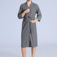 thumbnail image 5 of FNFYFH Mens Waffle Robe Lightweight 3/4 Sleeve Kimono Robes Super Absorbent Spa & Bathrobe Ultra Soft Nightgowns, 5 of 7