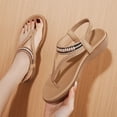 thumbnail image 5 of KBODIU Sandals Women Athletic Comfortable Outdoor Sandals with Arch Support Walking Sandals Summer Sandals For Flat Slip On Sandals Crystal Roman Open Toe Casual Sandals Beige 36, 5 of 6