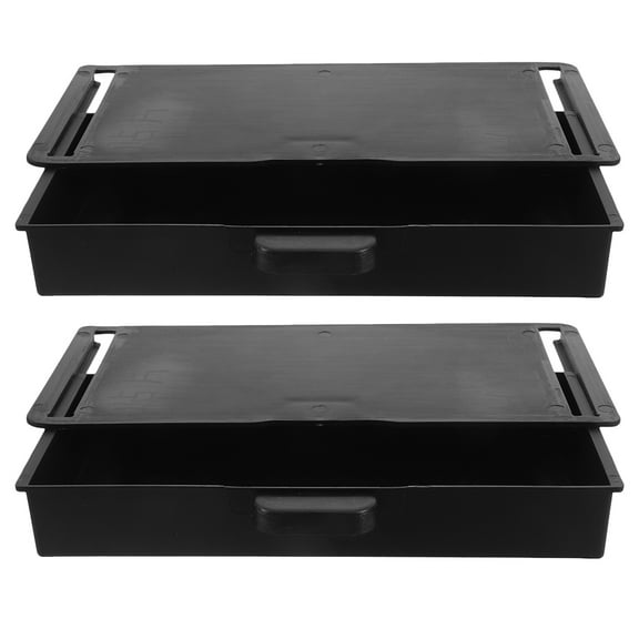 BESTYASH 2-Pack Black Under Desk Organizer Drawers No Drill Storage Tray for Office Desktop Accessories