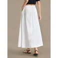thumbnail image 6 of White Womens 100% Cotton A-Line Midi Skirt With Black Floral Embroidery And Side Pockets, 6 of 8